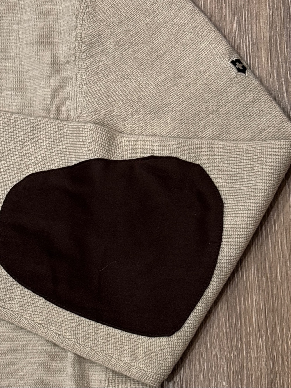 Men's Light Beige Turtleneck Sweater with Elbow Patches - Picture 5 of 12